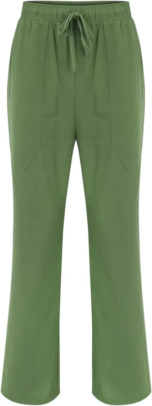 CRNTCEM Men's Straight Leg Linen Pants Breathable Outdoor Travel Beach Yoga Pants Going Out Casual Athletic Workout Sweatpant