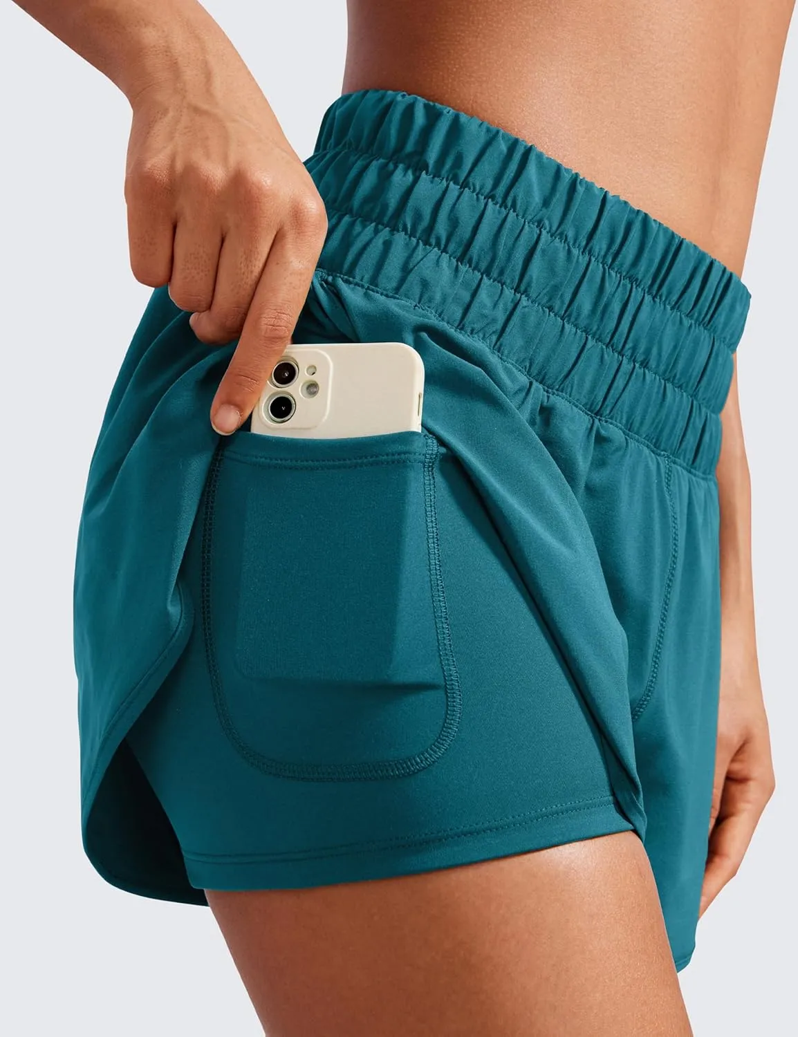 CRZ YOGA High Waisted Running Shorts for Women 3" - Split Breathable for Athletic Tennis Gym Workout with Pockets