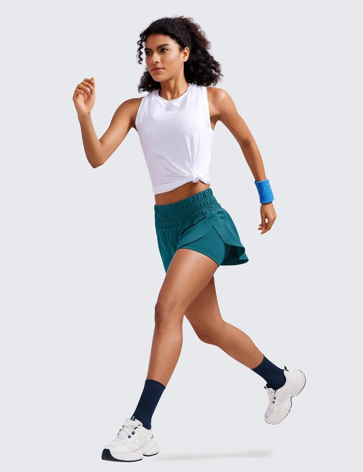 CRZ YOGA High Waisted Running Shorts for Women 3" - Split Breathable for Athletic Tennis Gym Workout with Pockets