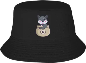 Cute Fox in The Money Bag Bucket Hat for Women Men Bucket Hats Summer Sun Hats Beach Travel Fishing Golf Cap Black