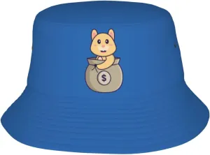 Cute Rabbit in The Money Bag Bucket Hat for Women Men Bucket Hats Summer Sun Hats Beach Travel Fishing Golf Cap Black
