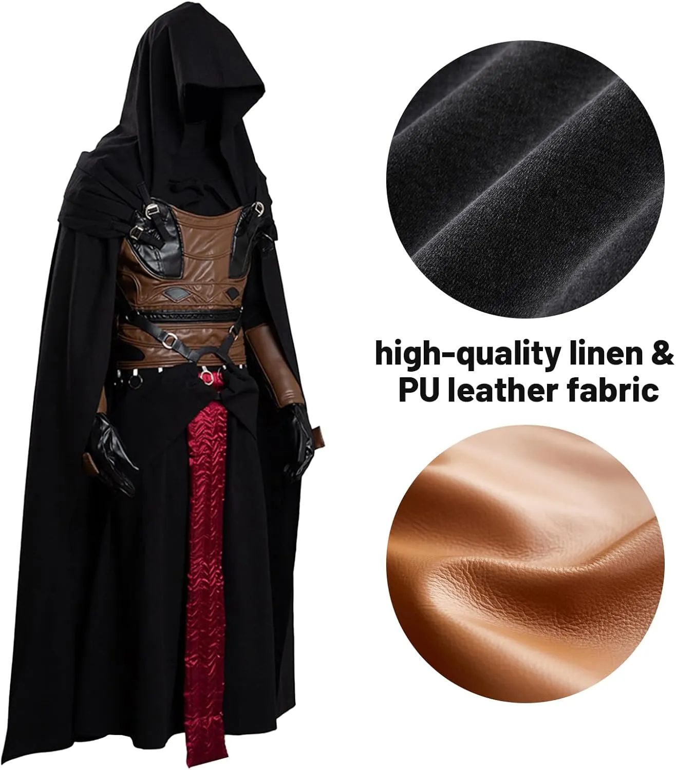 Darth Revan Costume Adult Men Hooded Robe Dress Force Knight Cosplay Outfits Belt Gloves Accessories