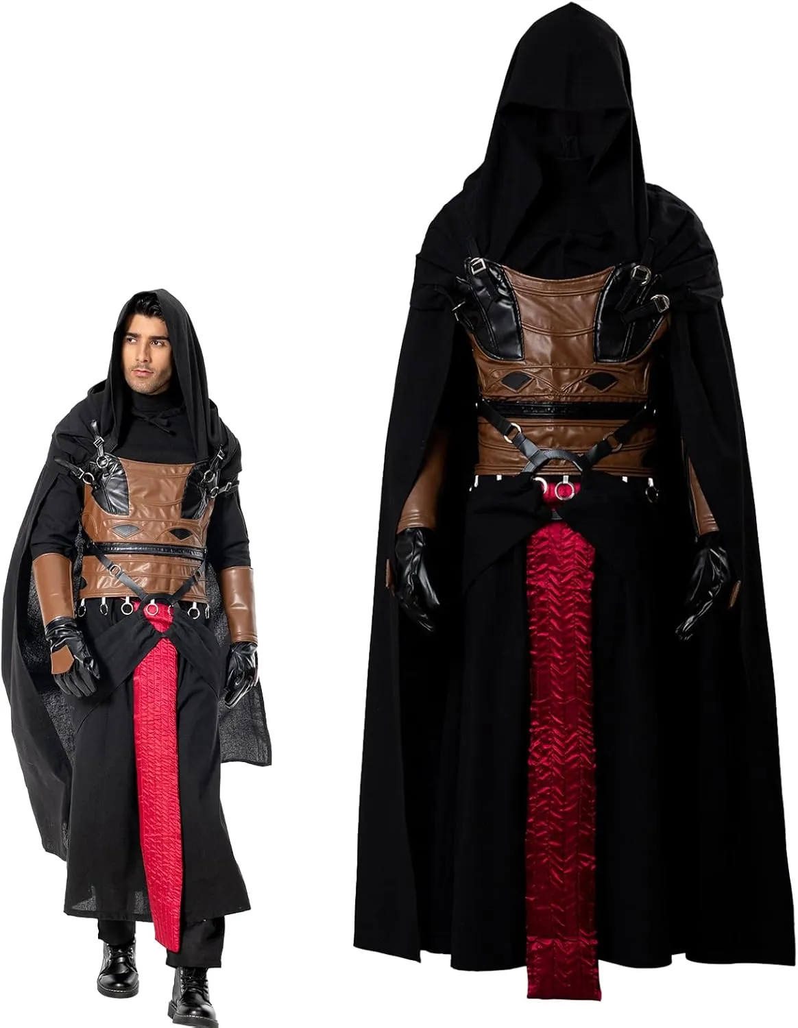 Darth Revan Costume Adult Men Hooded Robe Dress Force Knight Cosplay Outfits Belt Gloves Accessories