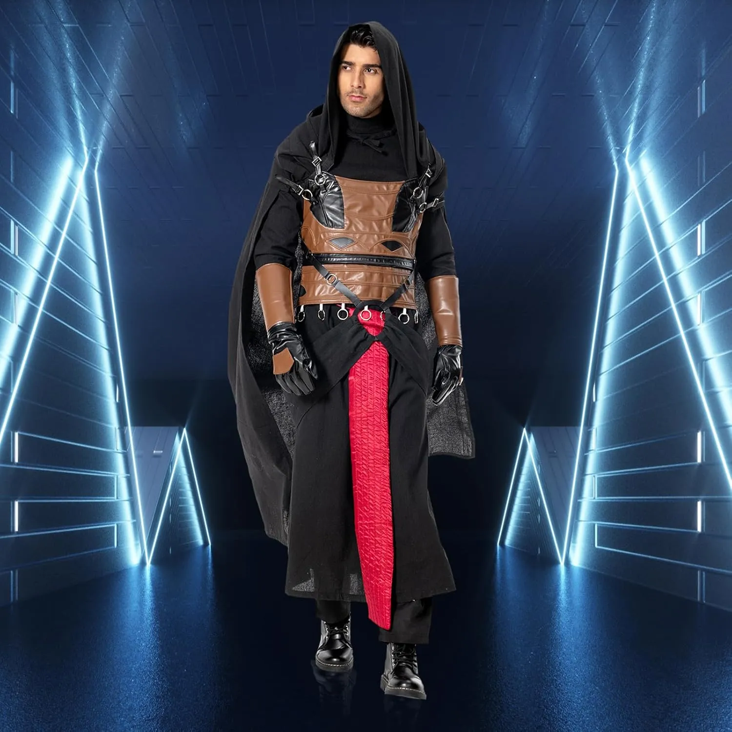 Darth Revan Costume Adult Men Hooded Robe Dress Force Knight Cosplay Outfits Belt Gloves Accessories
