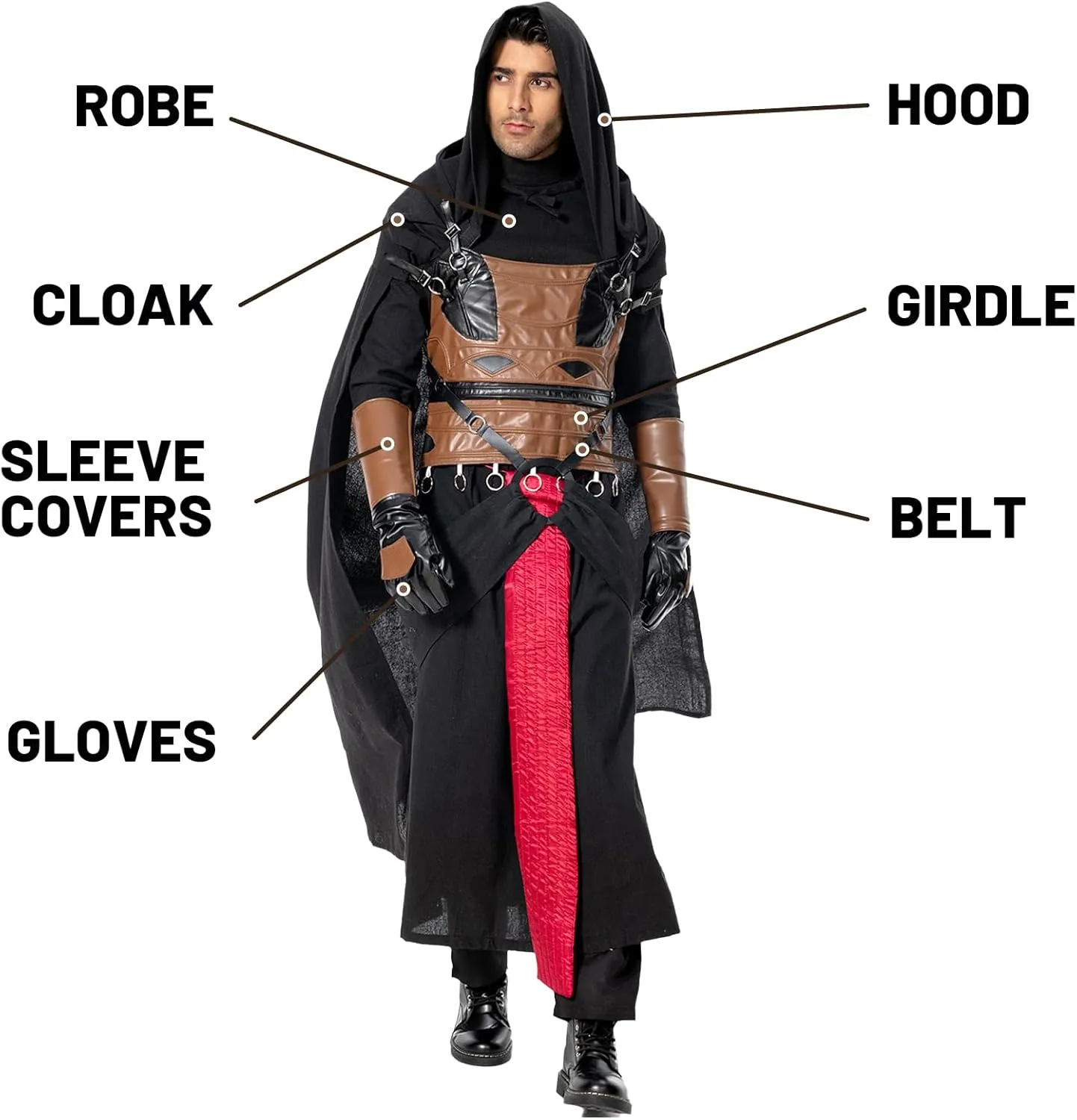 Darth Revan Costume Adult Men Hooded Robe Dress Force Knight Cosplay Outfits Belt Gloves Accessories