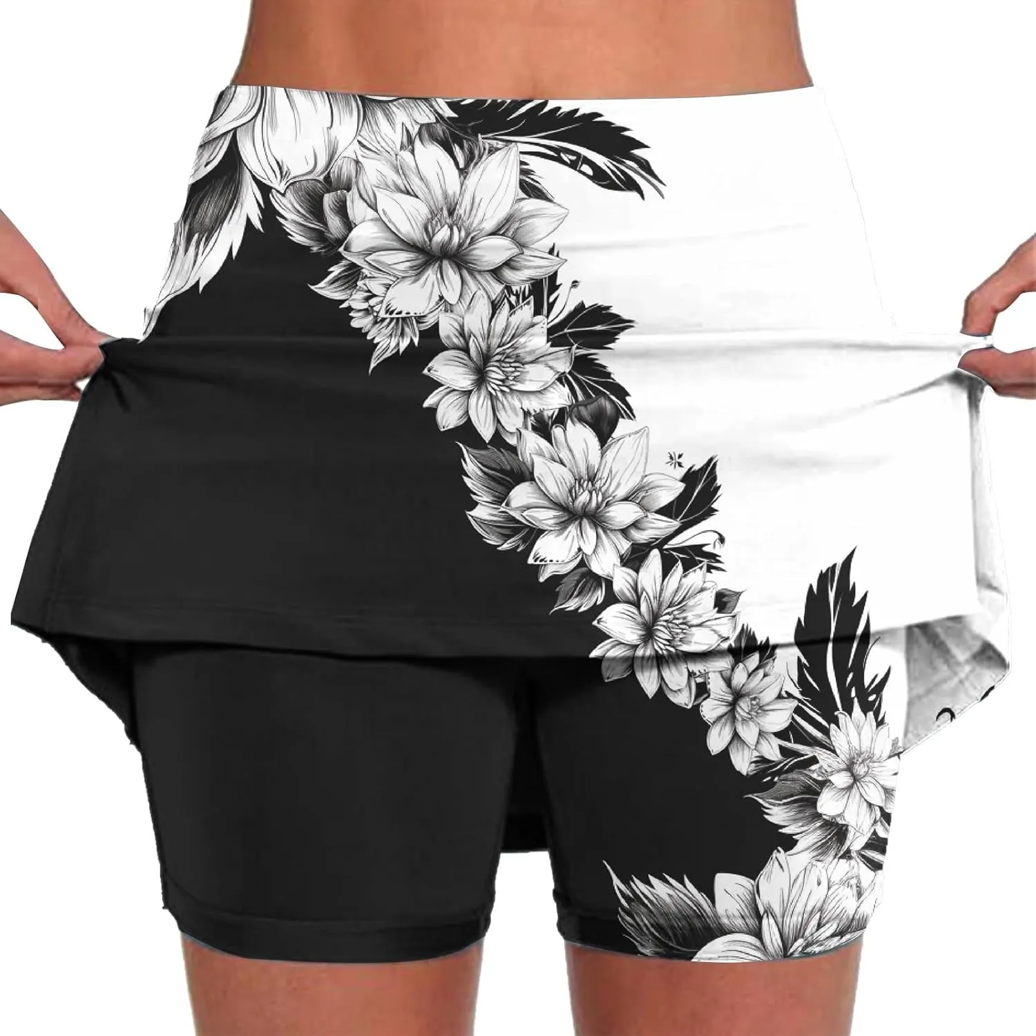 DDAPJ pyju Womens Summer Tennis Skirts with Shorts 2025 Fashion Floral Print High Waist Athletic Skort Beach Vacation Outfits