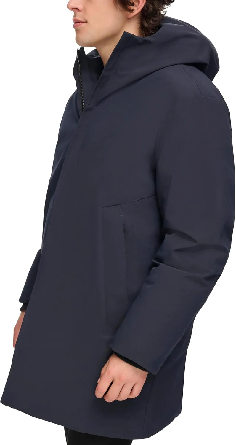 DKNY Men's Water Resistant Hooded Logo Parka Jacket