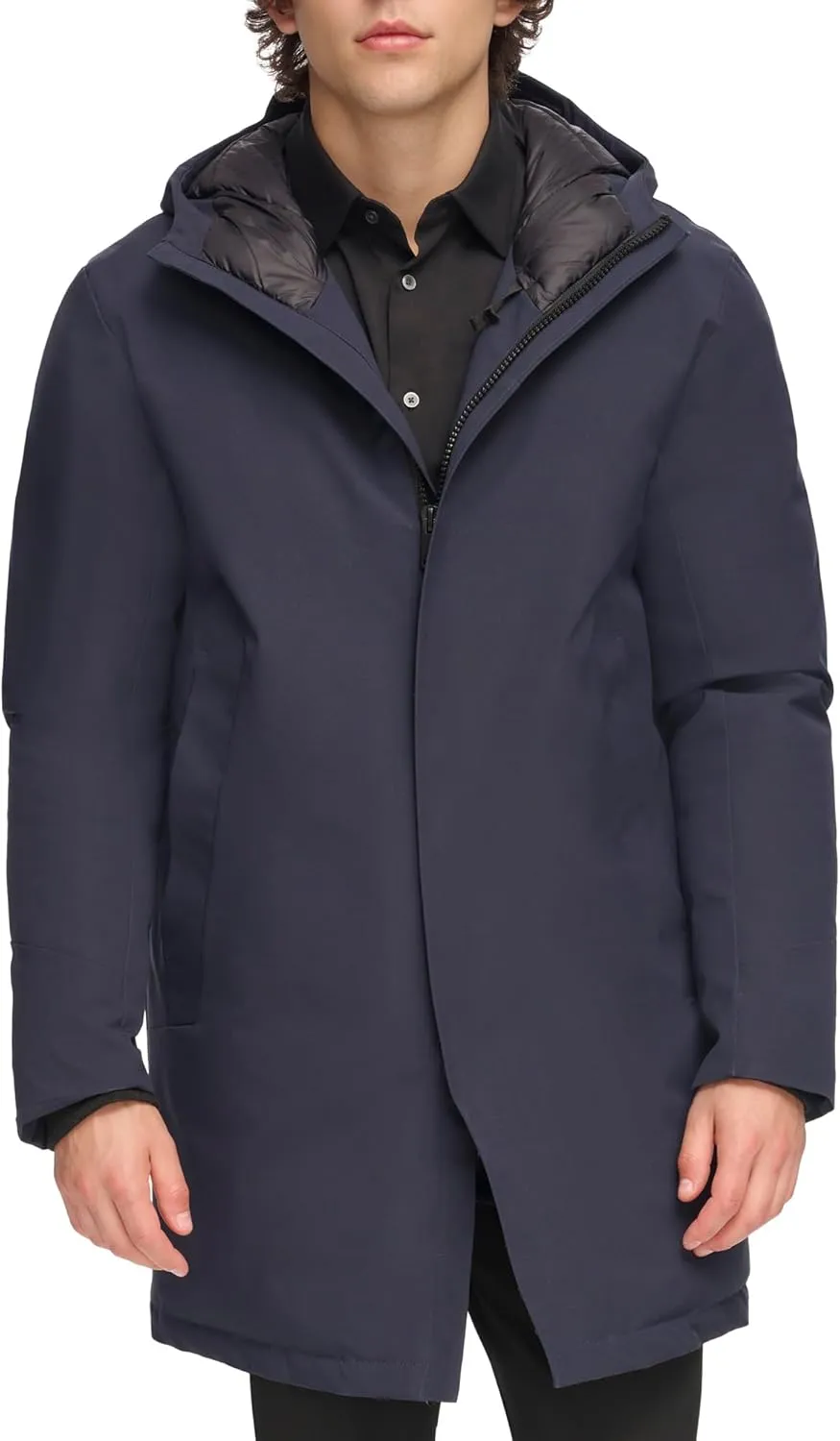 DKNY Men's Water Resistant Hooded Logo Parka Jacket