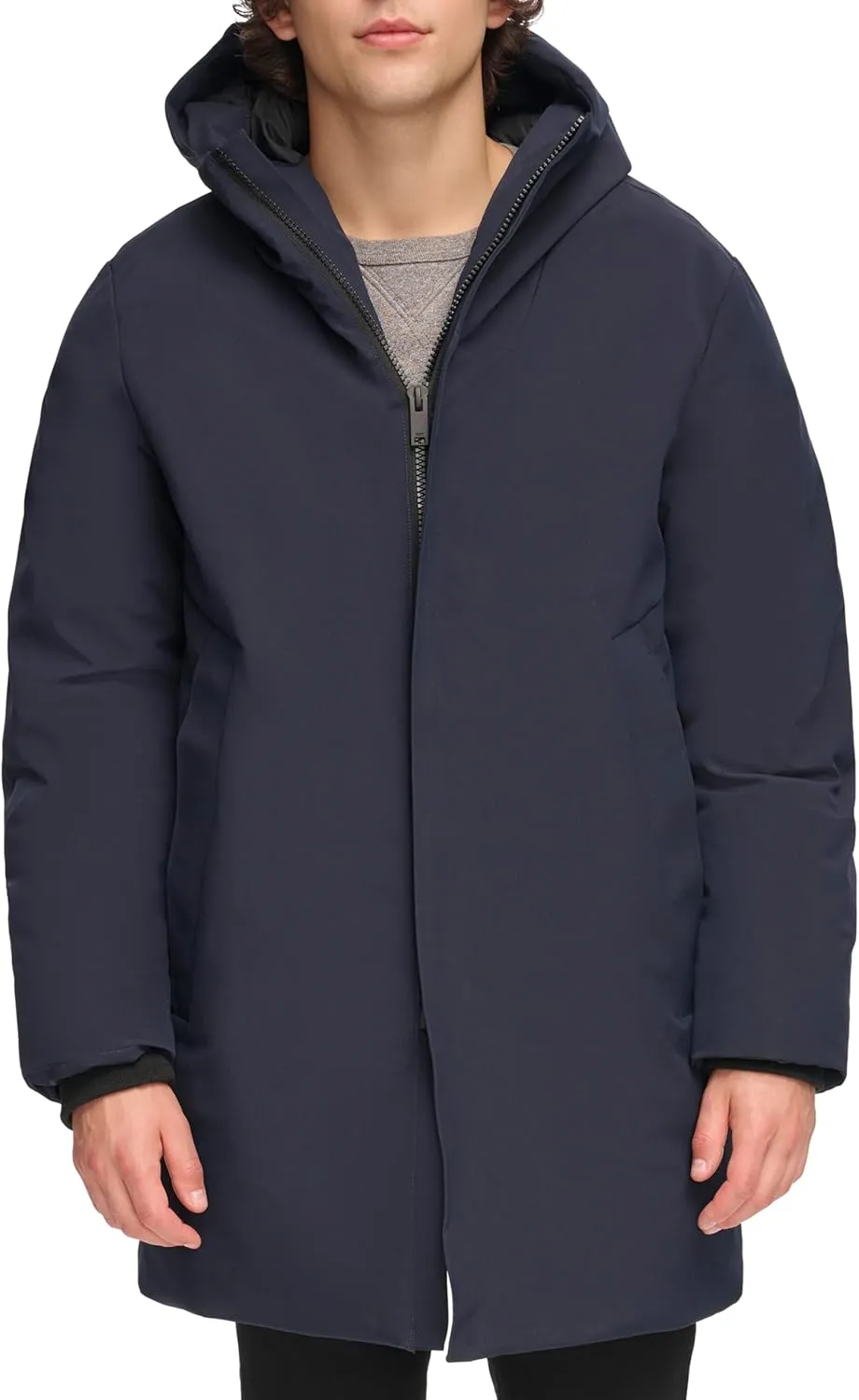 DKNY Men's Water Resistant Hooded Logo Parka Jacket