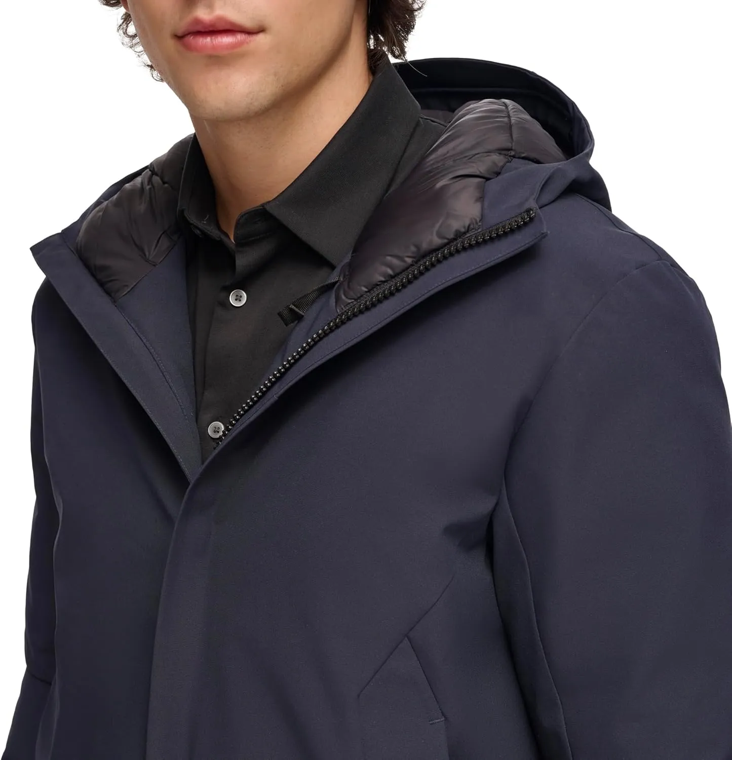 DKNY Men's Water Resistant Hooded Logo Parka Jacket