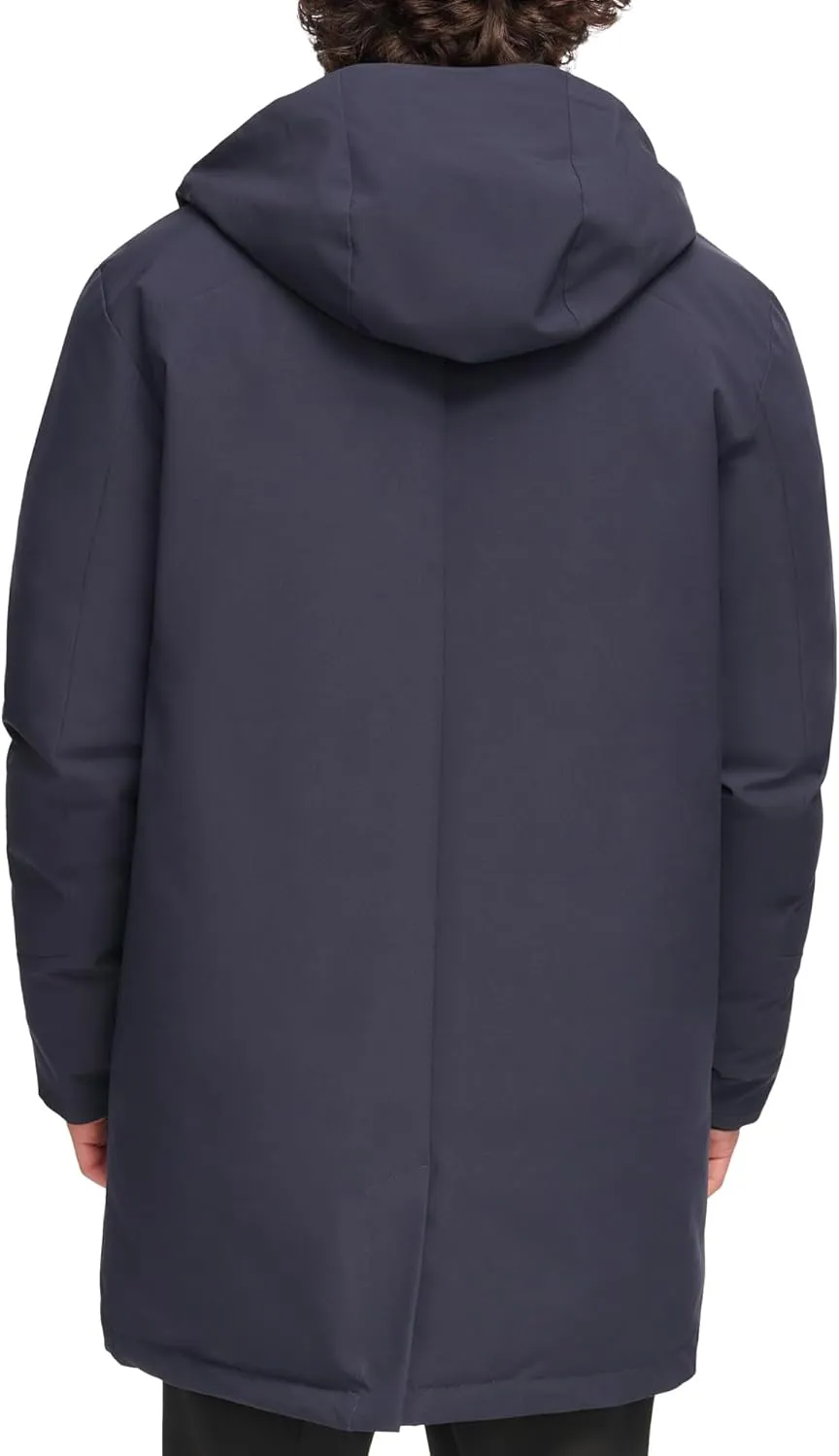 DKNY Men's Water Resistant Hooded Logo Parka Jacket