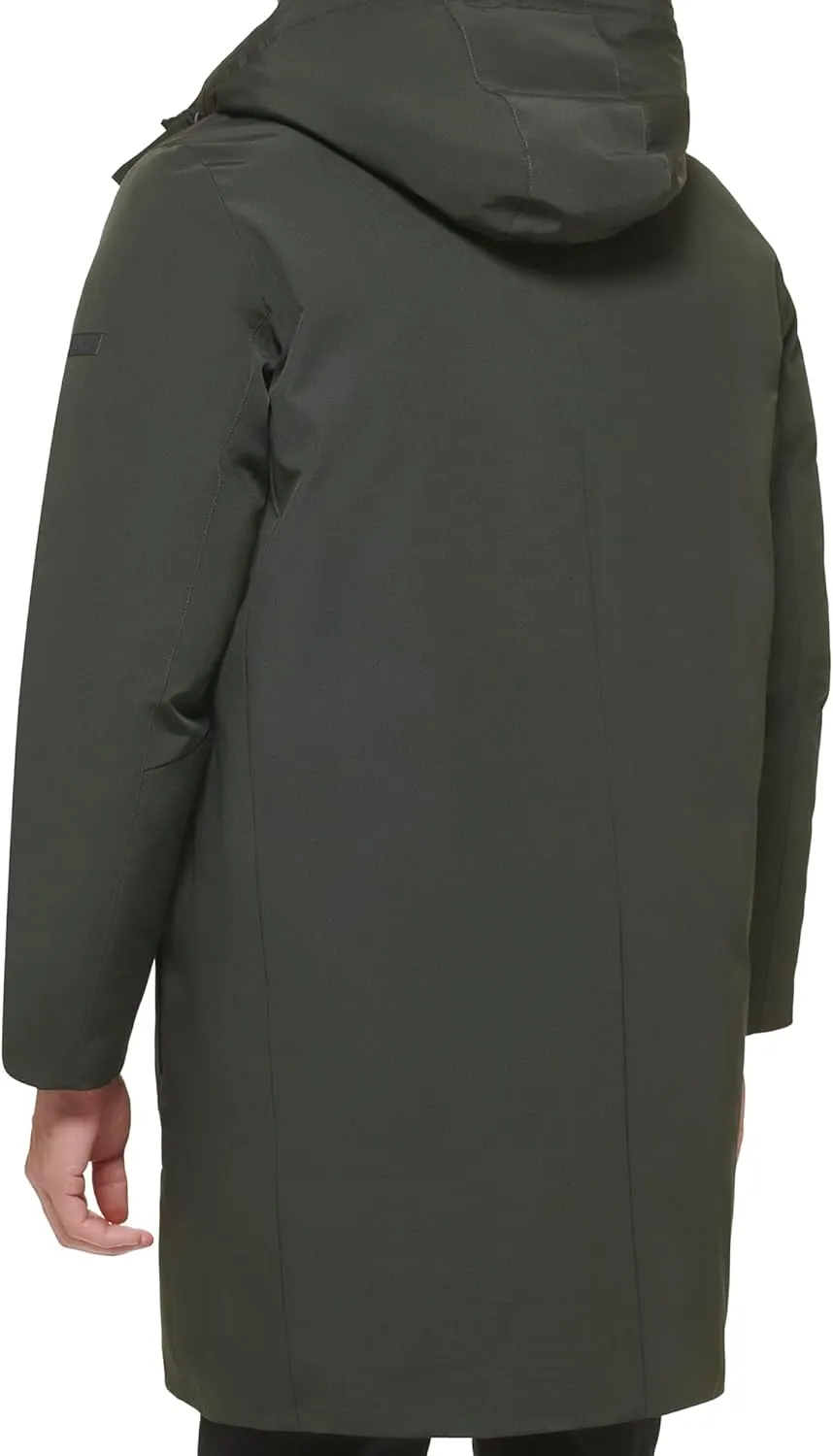 DKNY Men's Water Resistant Hooded Logo Parka Jacket