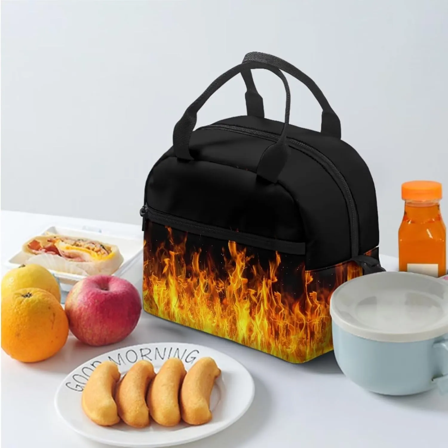 doginthehole 3D Flame Backpack for Boys Cool Lightweight Kids Bookbag with Lunch Box 3 Piece Large Capacity Boys School Bags 9-10 Years for Elementary Middle School Casual Travel Book Bags