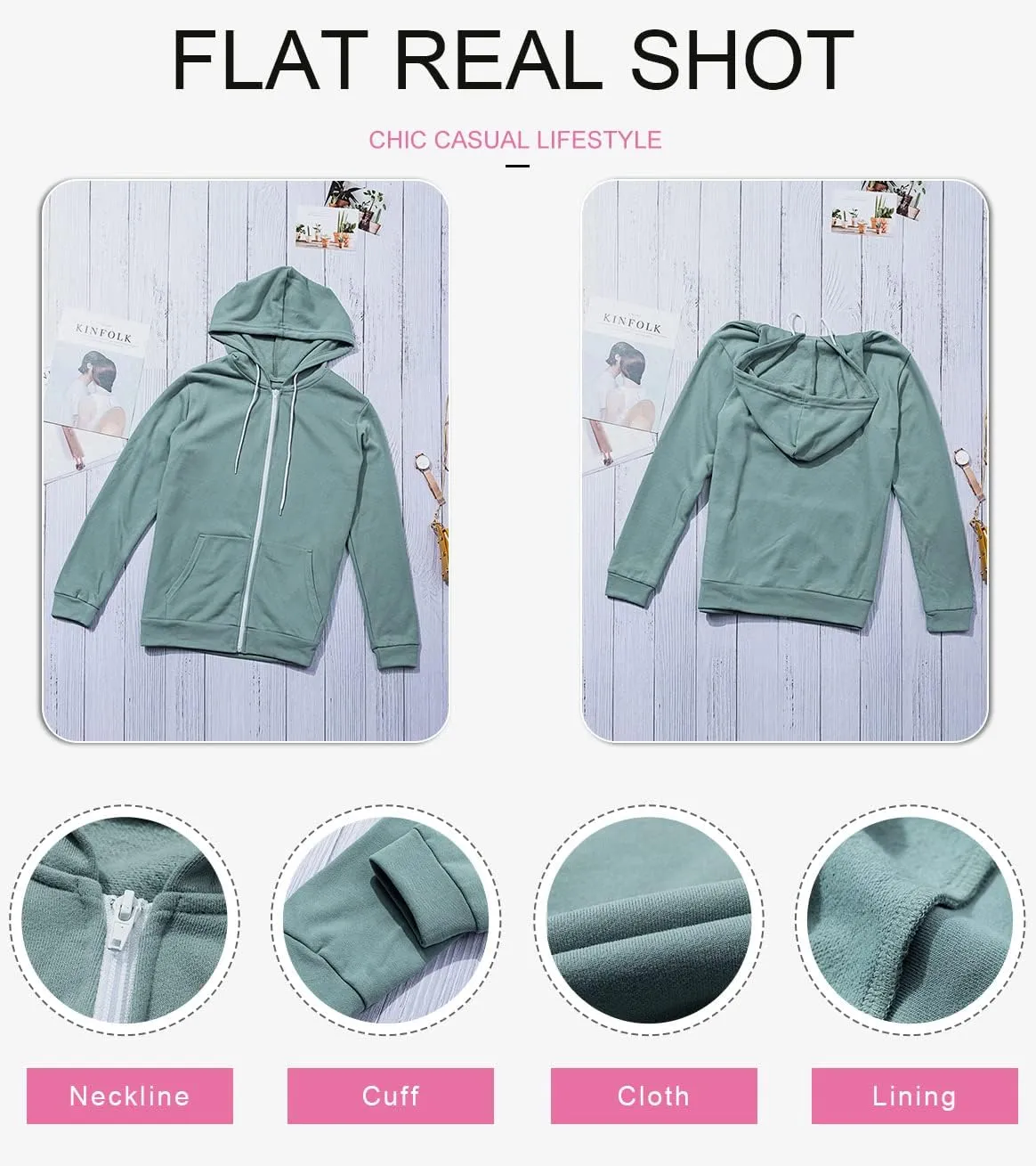 Dokotoo Women's Full Zip Up Hoodie Long Sleeve Hooded Sweatshirts Pockets Jacket Coat for Women