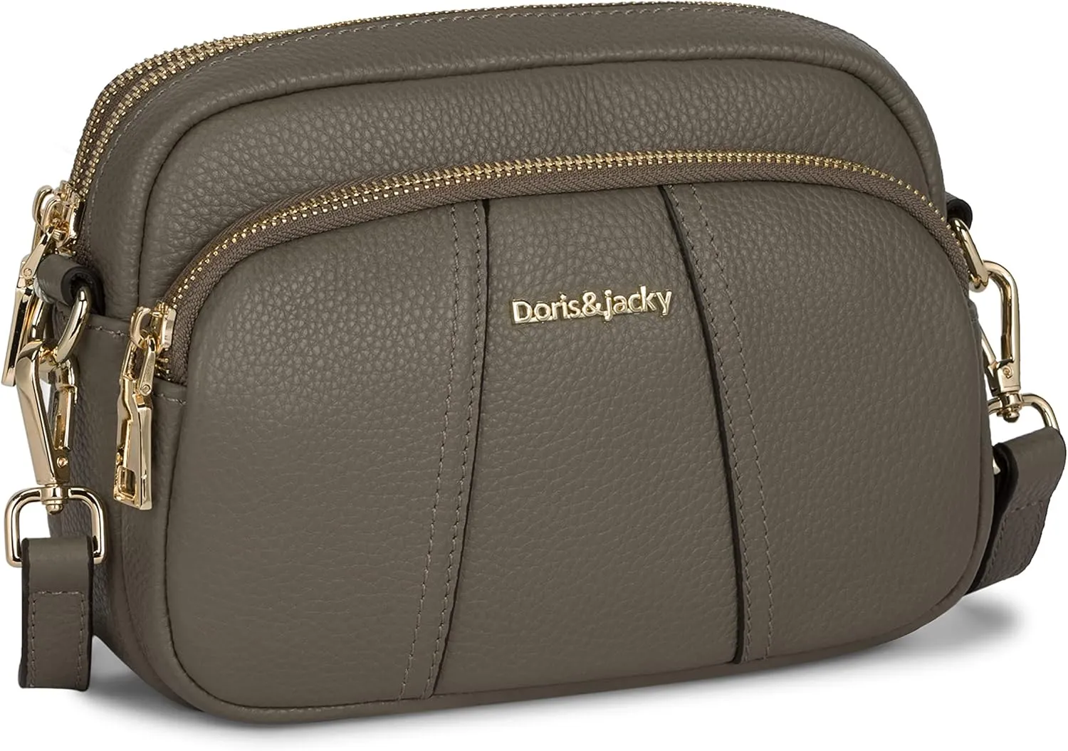 DORIS&JACKY Leather Crossbody Bag For Women Small Soft Triple Zipper Shoulder Handbags With Adjustable Strap