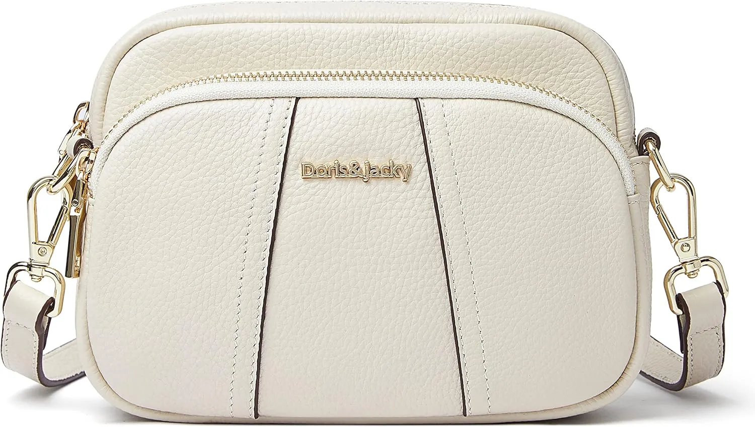 DORIS&JACKY Leather Crossbody Bag For Women Small Soft Triple Zipper Shoulder Handbags With Adjustable Strap