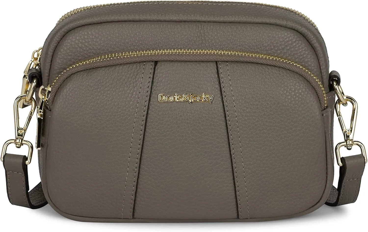 DORIS&JACKY Leather Crossbody Bag For Women Small Soft Triple Zipper Shoulder Handbags With Adjustable Strap