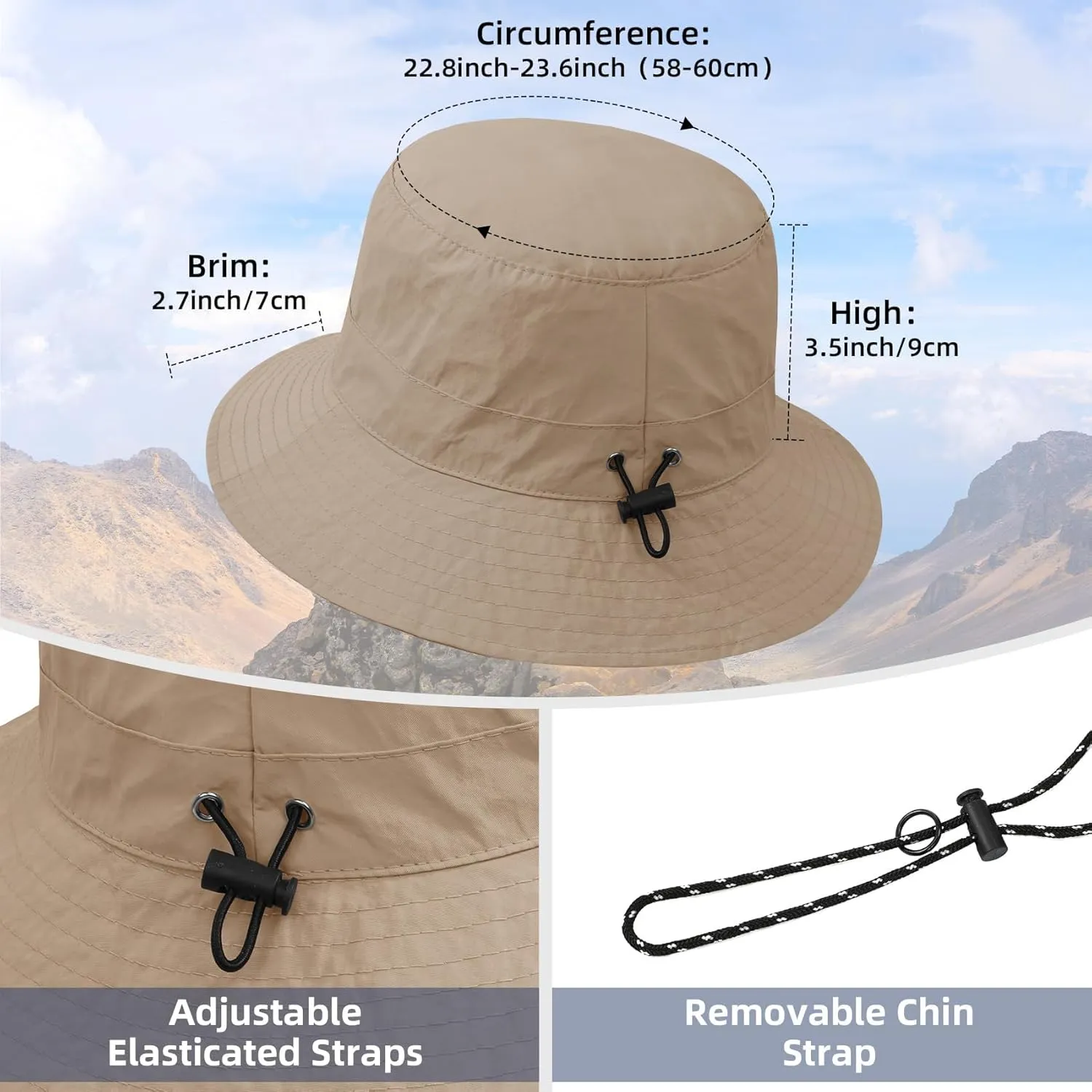 Durio Bucket Hats for Men Waterproof Sun Hat Packable Summer Hats for Men Beach Hat for Outdoor Travel