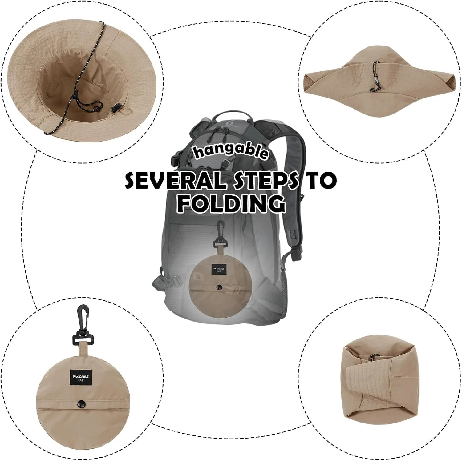 Durio Bucket Hats for Men Waterproof Sun Hat Packable Summer Hats for Men Beach Hat for Outdoor Travel