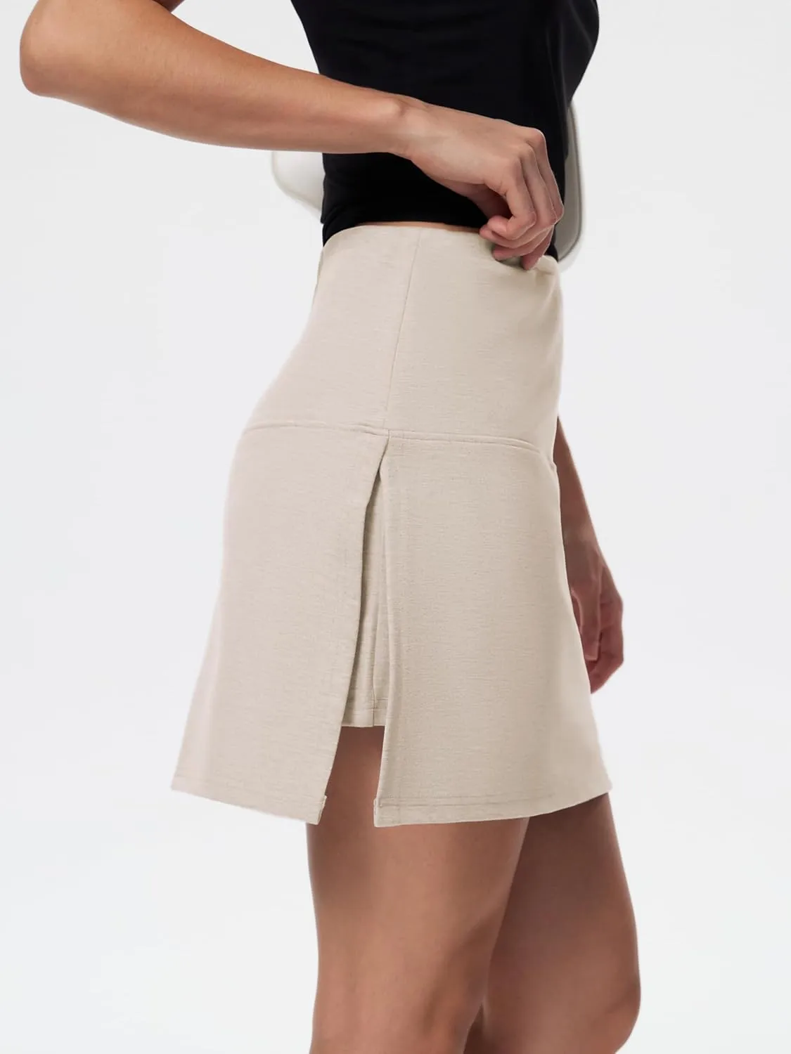 EMMIOL Skorts Skirts for Women Sexy Mid Waist Side Slit Mini Dress 2025 Trendy Chic Summer Clothes Bodycon Skirt