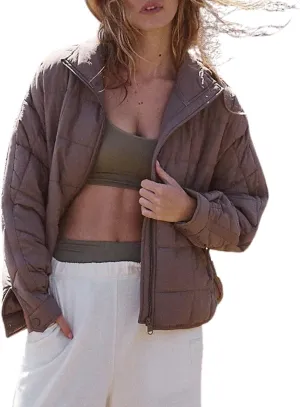 Esmeling Womens Baggy Lightweight Puffer Jackets Quilted Full Zip Packable Short Down Coat with Pockets