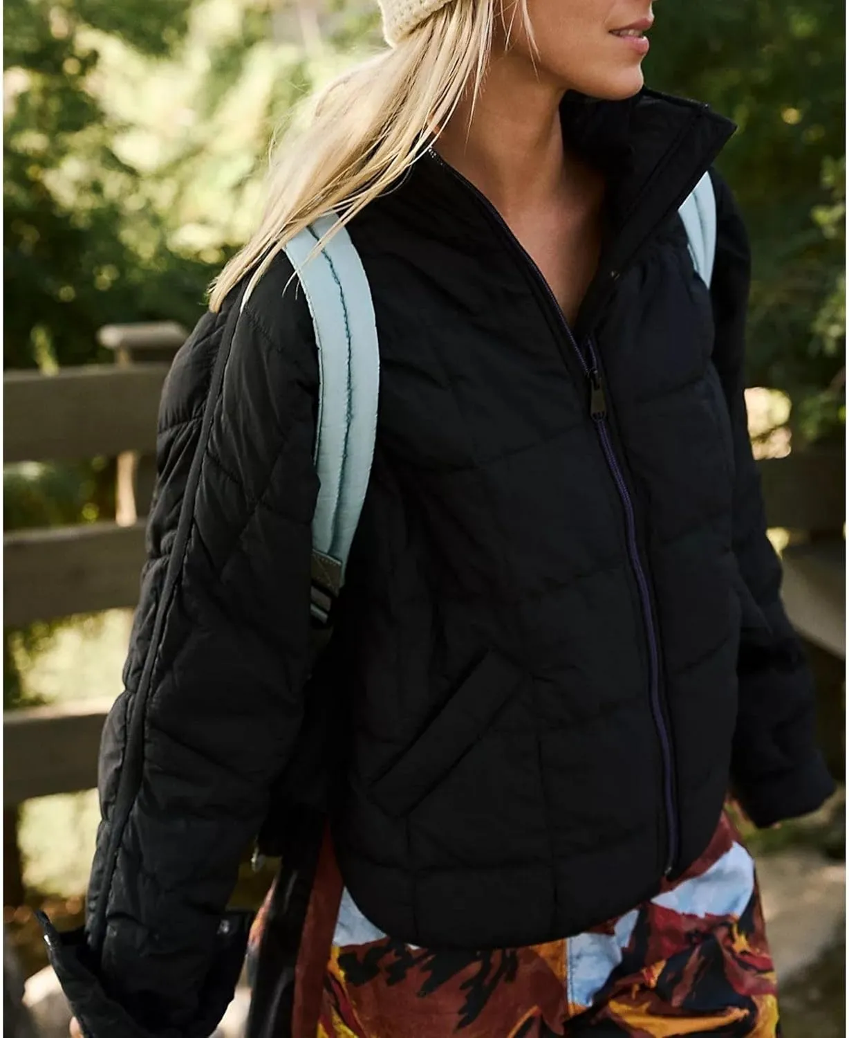 Esmeling Womens Baggy Lightweight Puffer Jackets Quilted Full Zip Packable Short Down Coat with Pockets