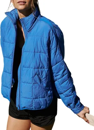 Esmeling Womens Baggy Lightweight Puffer Jackets Quilted Full Zip Packable Short Down Coat with Pockets