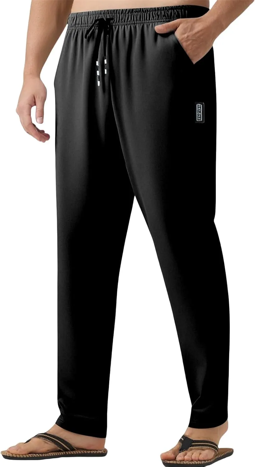evzosrz Men's Quick Dry Beeswan Pants Lightweight Breathable Joggers Athletic Pants Drawstring Elastic Waist Jogger Trousers