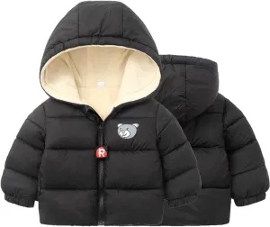 Fall Jacket for Kids Winter Warm Thick Cotton Long Sleeve Bear Hooded Padded Clothes Coat Jacket Girls Puffers