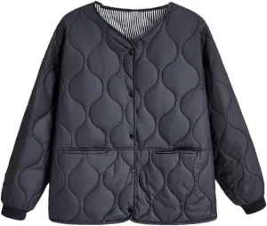 Fall/Winter Thin Solid Color Cotton-Padded Parka Women's Warm Coat