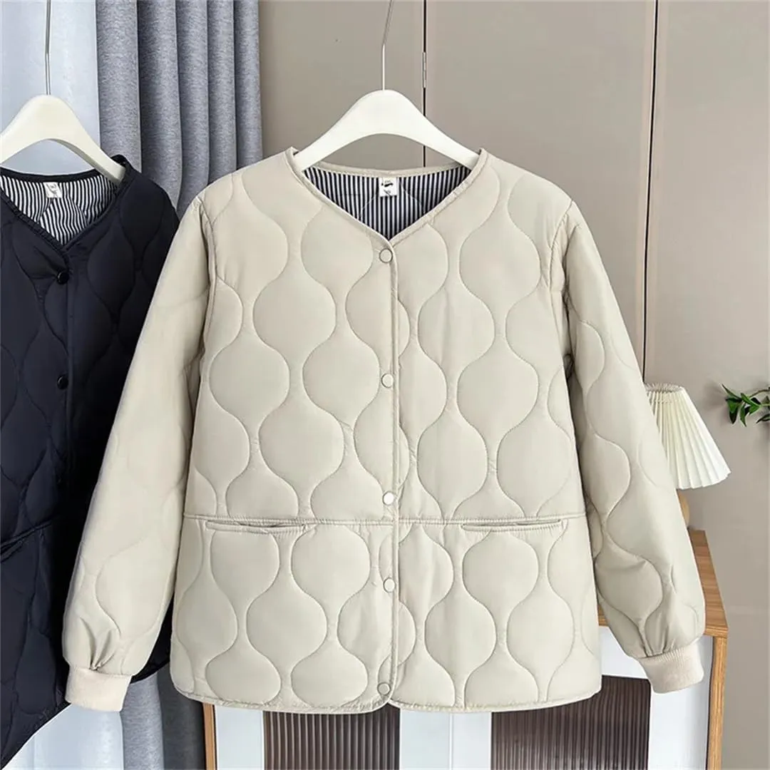 Fall/Winter Thin Solid Color Cotton-Padded Parka Women's Warm Coat
