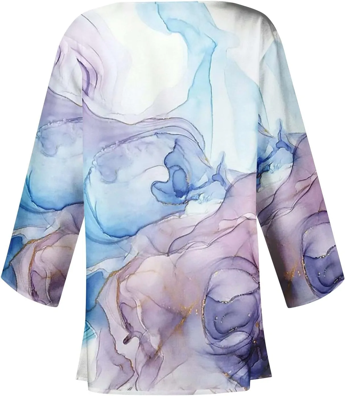 FlekmanArt Kimonos for Women Casual Print 3/4 Sleeve Open Front Cardigan Casual Loose Lightweight Trendy Flowy Dressy Jacket