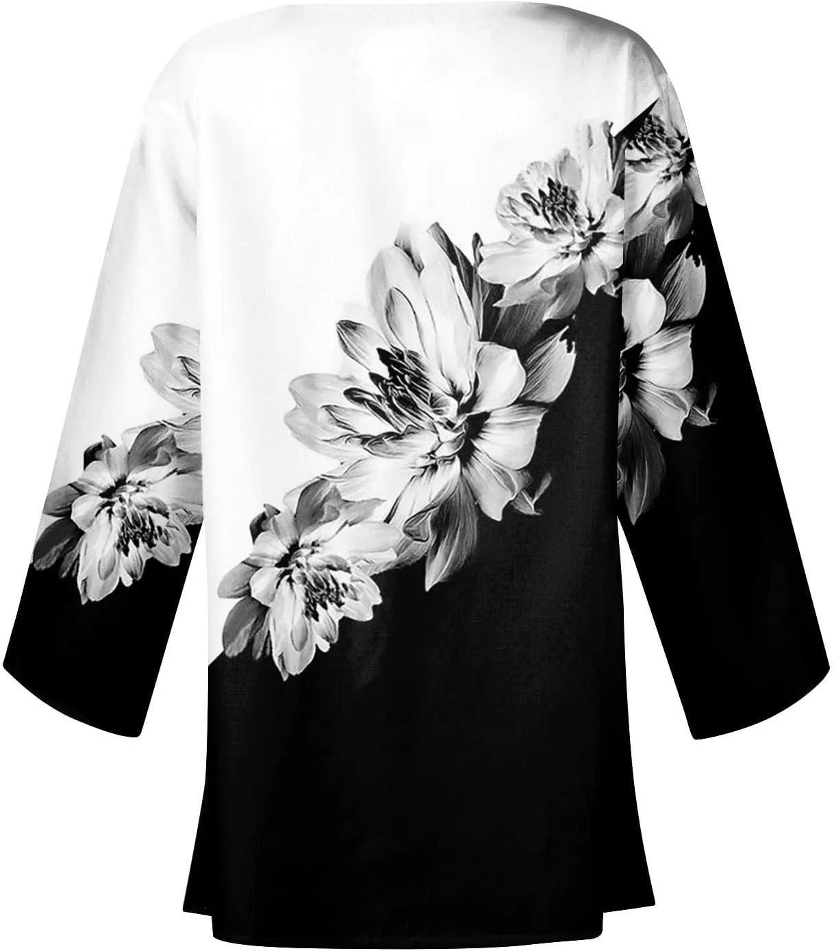 FlekmanArt Kimonos for Women Casual Print 3/4 Sleeve Open Front Cardigan Casual Loose Lightweight Trendy Flowy Dressy Jacket