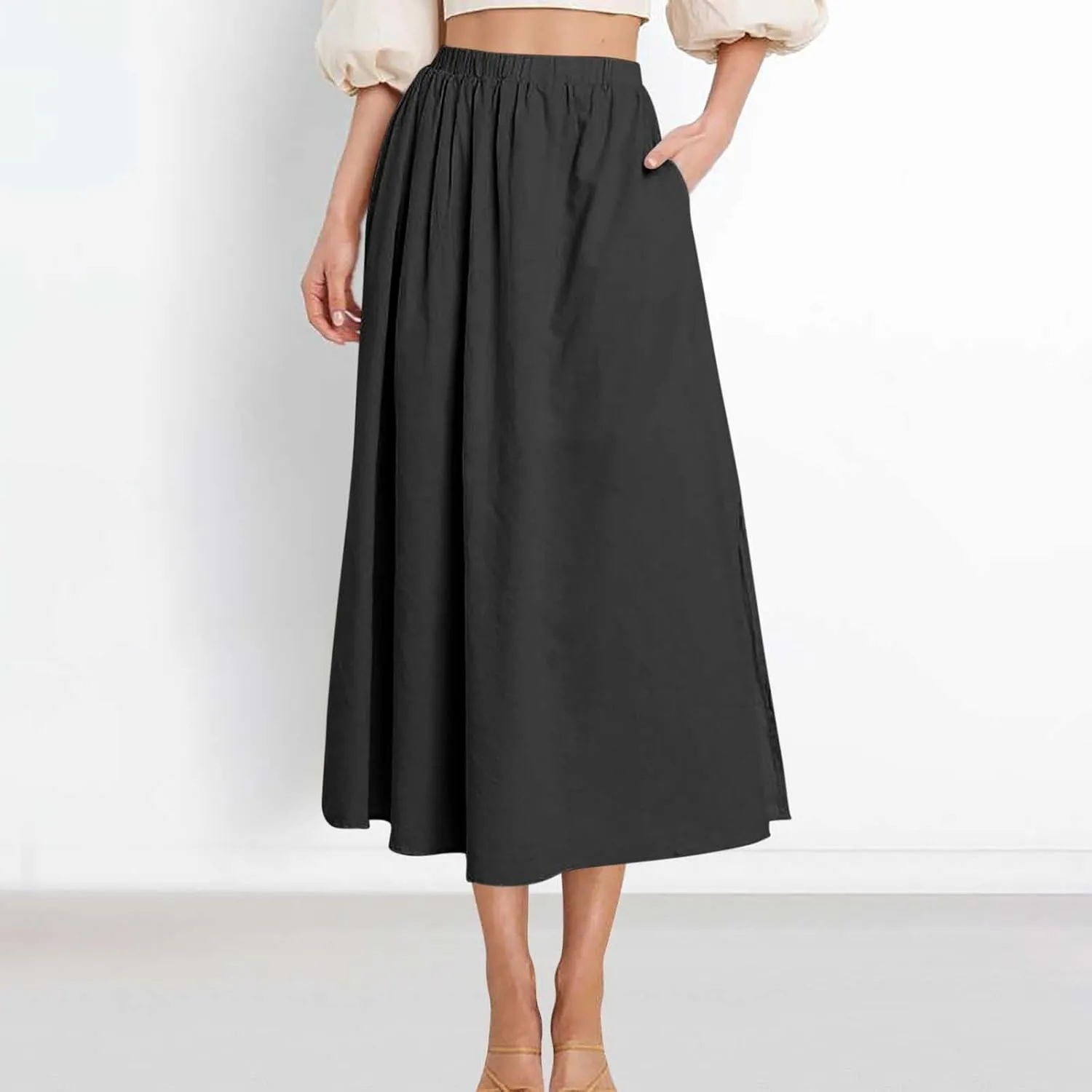 Floral Print Loose Fit Skirt for Women Maxi Long Midi Knee High Modest High Cut Skirt Women 2025 Trendy Y2K