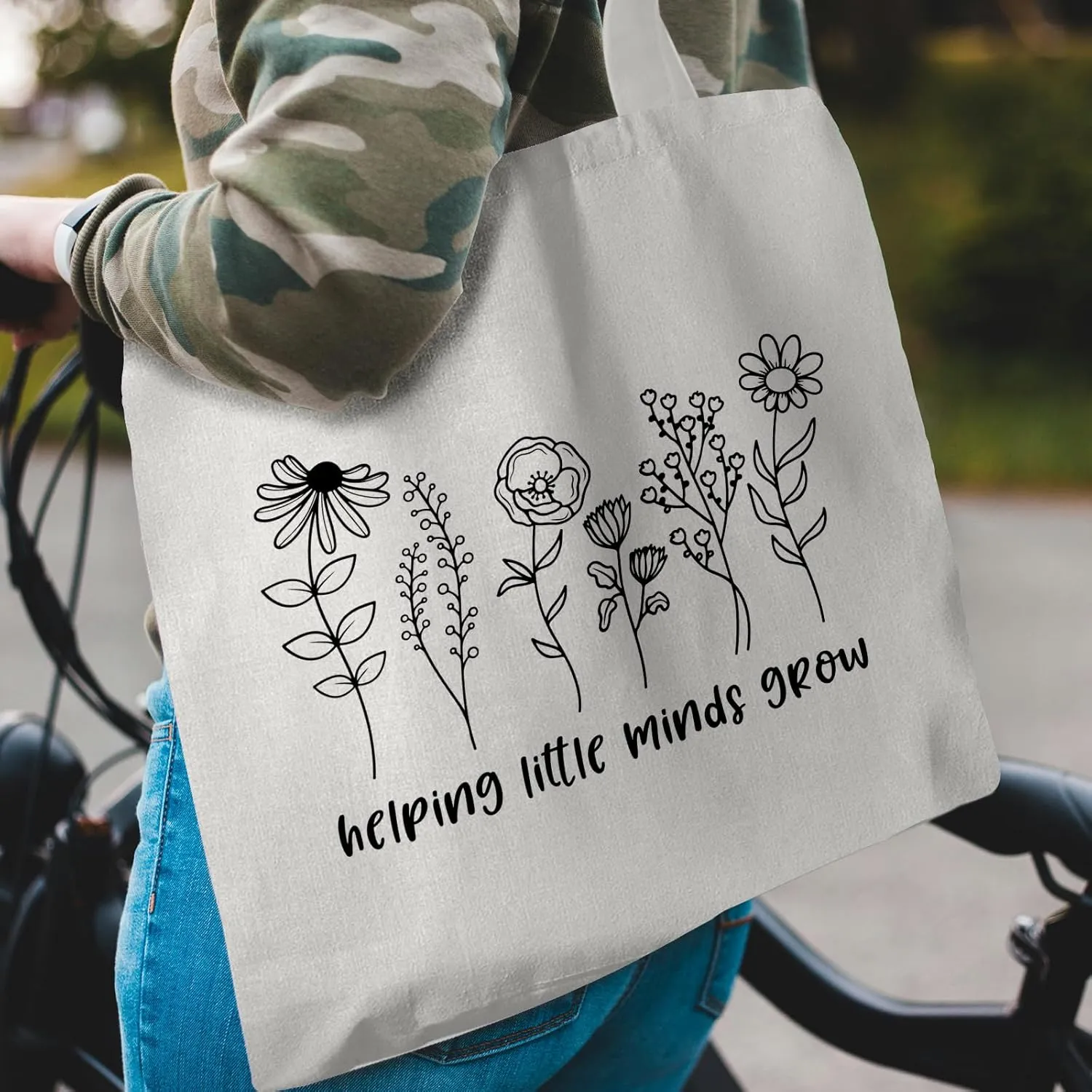 Floral Teachers Canvas Tote Bag, Teacher Appreciation Gifts, Floral Teachers Shoulder Bag, Shoulder Bag for Women, Teacher Gifts from Students