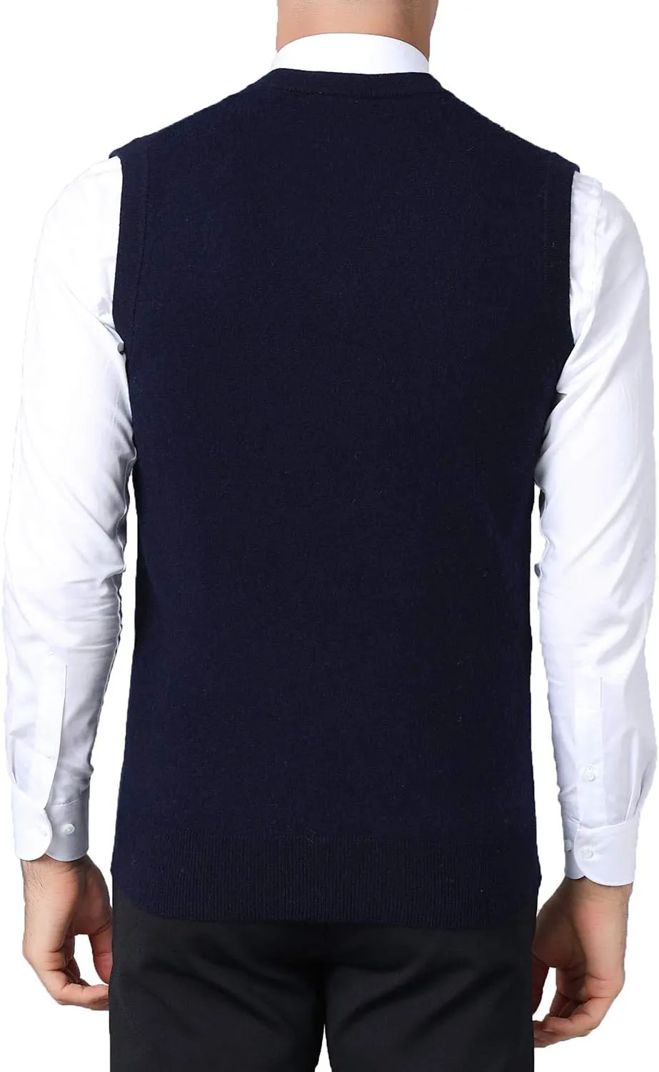 FULIER Men's Cashmere Wool V-Neck Sleeveless Vest Classic Pullover Knitted Waistcoat Sweater Cardigans Tank Tops
