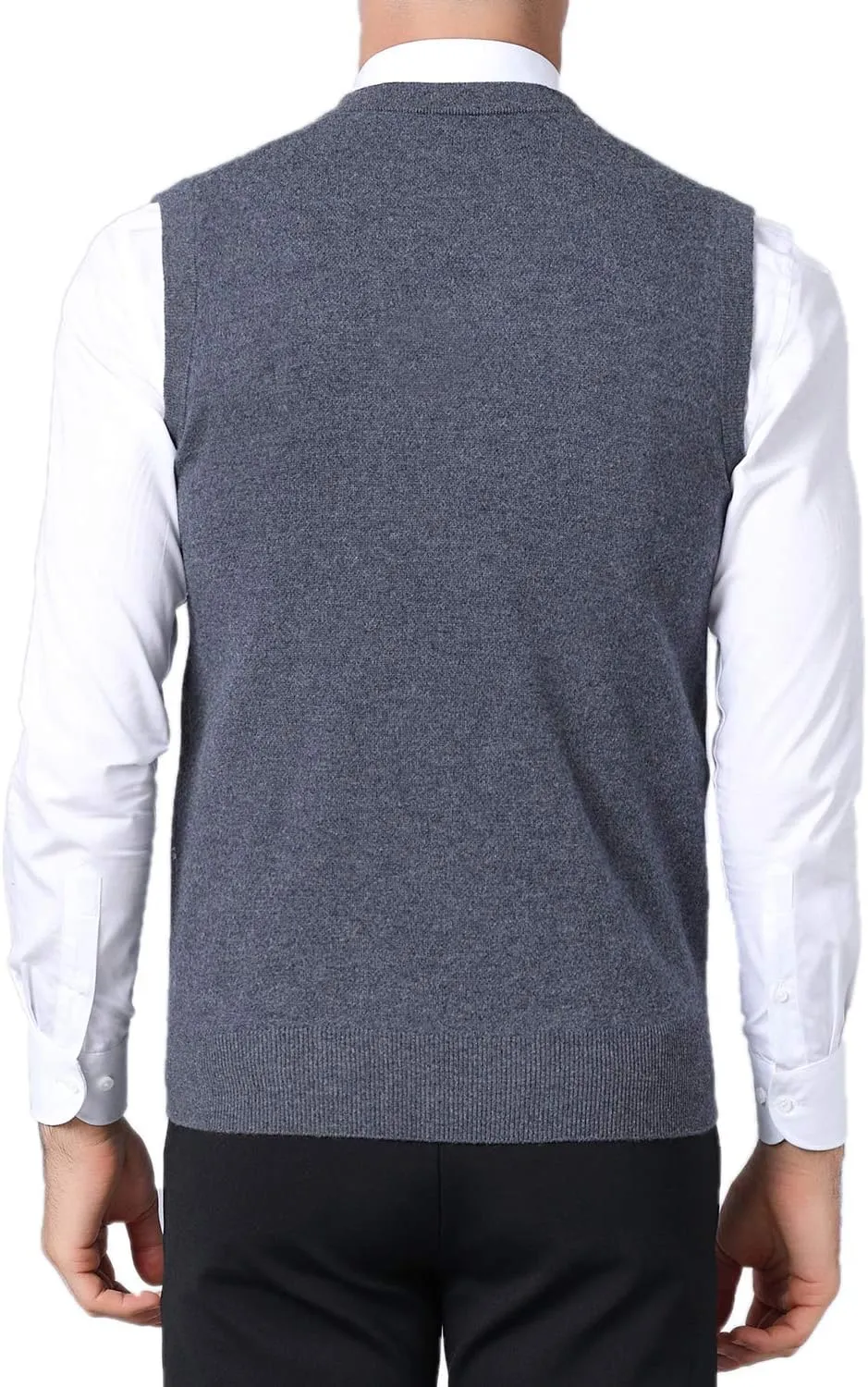 FULIER Men's Cashmere Wool V-Neck Sleeveless Vest Classic Pullover Knitted Waistcoat Sweater Cardigans Tank Tops