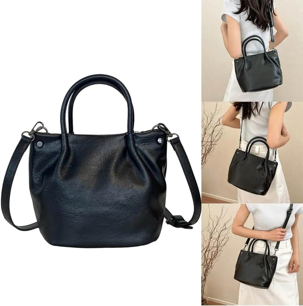 Functional PU Crossbody Bag Delicate Bucket Bags Casual Satchel Shoulder Handbag Great for Party Shopping and Work