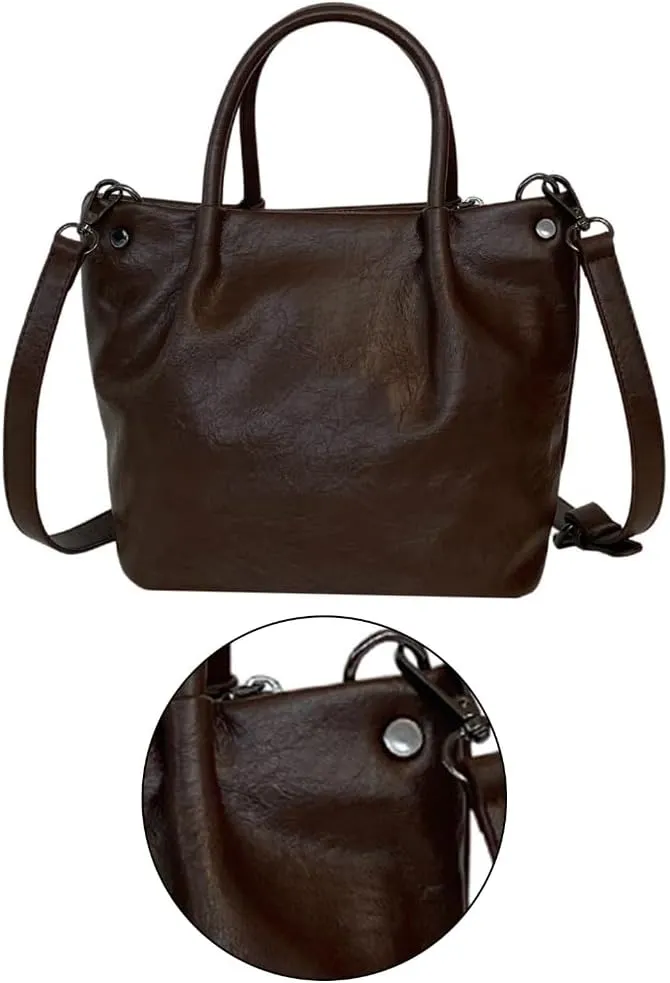 Functional PU Crossbody Bag Delicate Bucket Bags Casual Satchel Shoulder Handbag Great for Party Shopping and Work