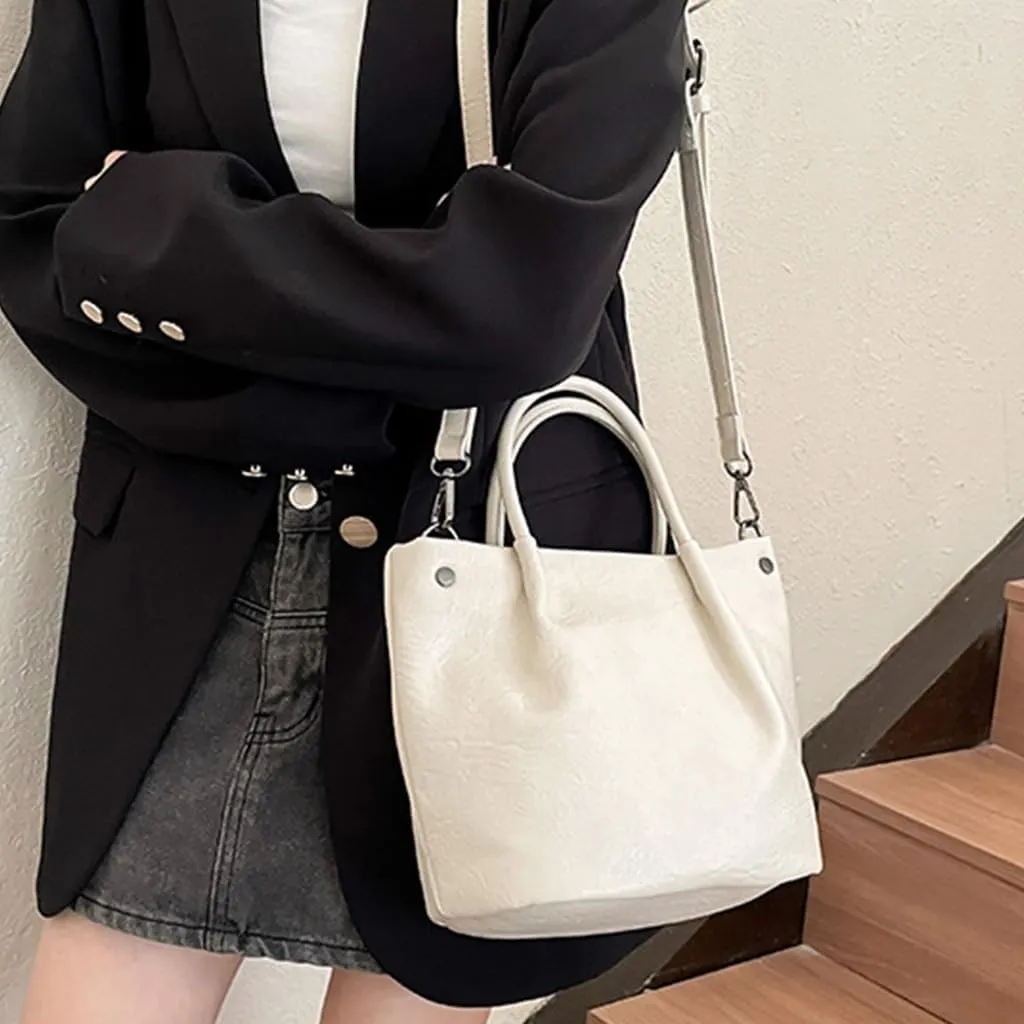 Functional PU Crossbody Bag Delicate Bucket Bags Casual Satchel Shoulder Handbag Great for Party Shopping and Work