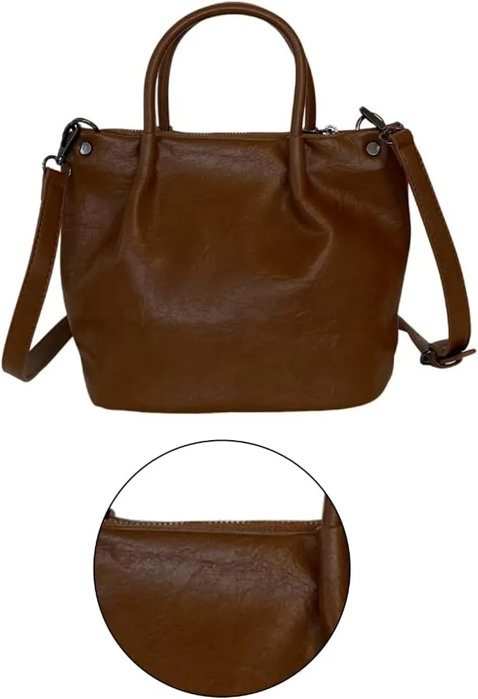 Functional PU Crossbody Bag Delicate Bucket Bags Casual Satchel Shoulder Handbag Great for Party Shopping and Work