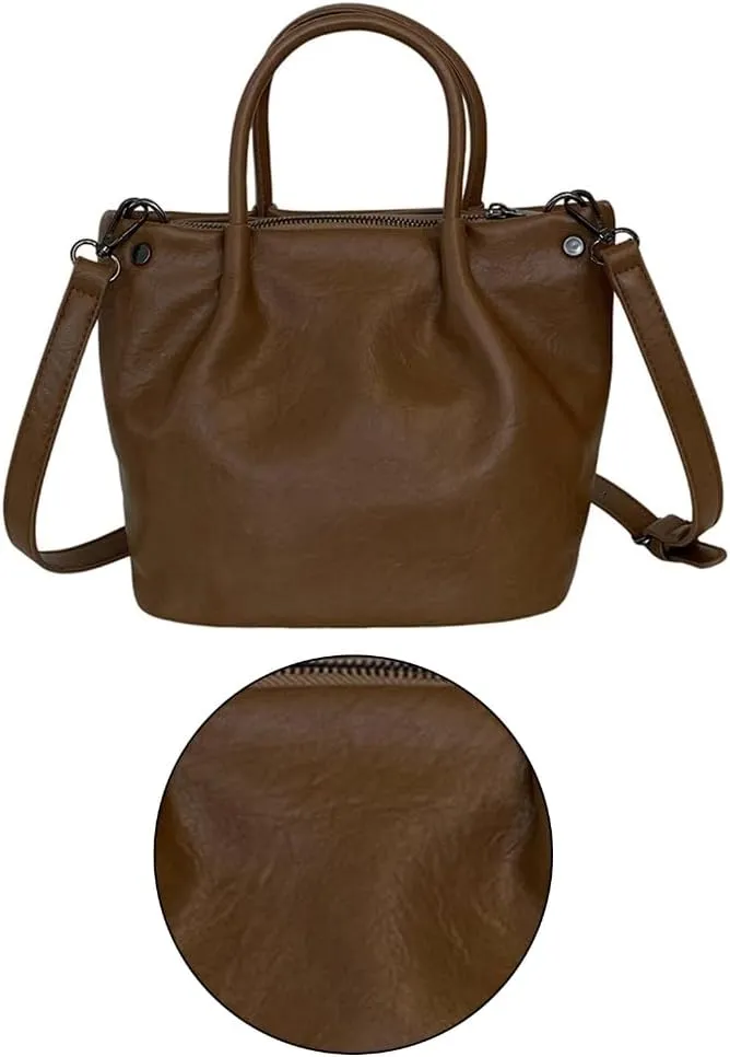 Functional PU Crossbody Bag Delicate Bucket Bags Casual Satchel Shoulder Handbag Great for Party Shopping and Work