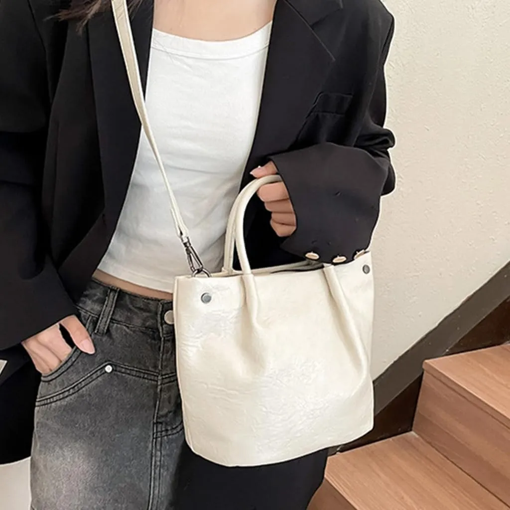Functional PU Crossbody Bag Delicate Bucket Bags Casual Satchel Shoulder Handbag Great for Party Shopping and Work