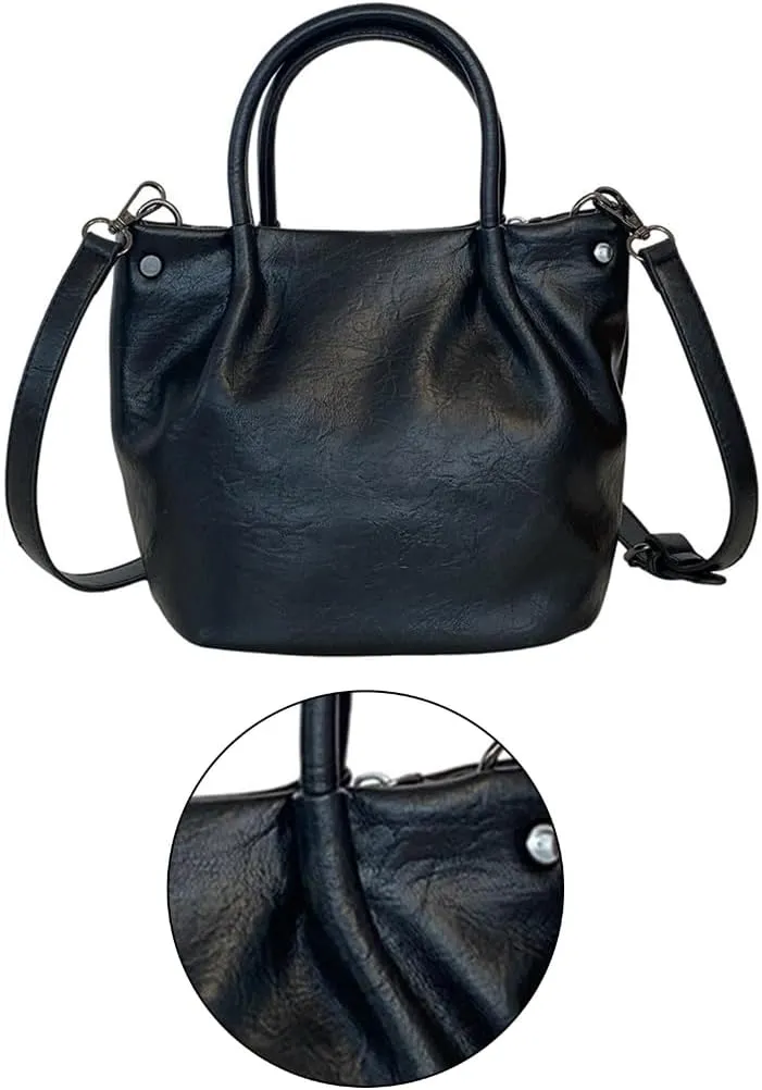 Functional PU Crossbody Bag Delicate Bucket Bags Casual Satchel Shoulder Handbag Great for Party Shopping and Work