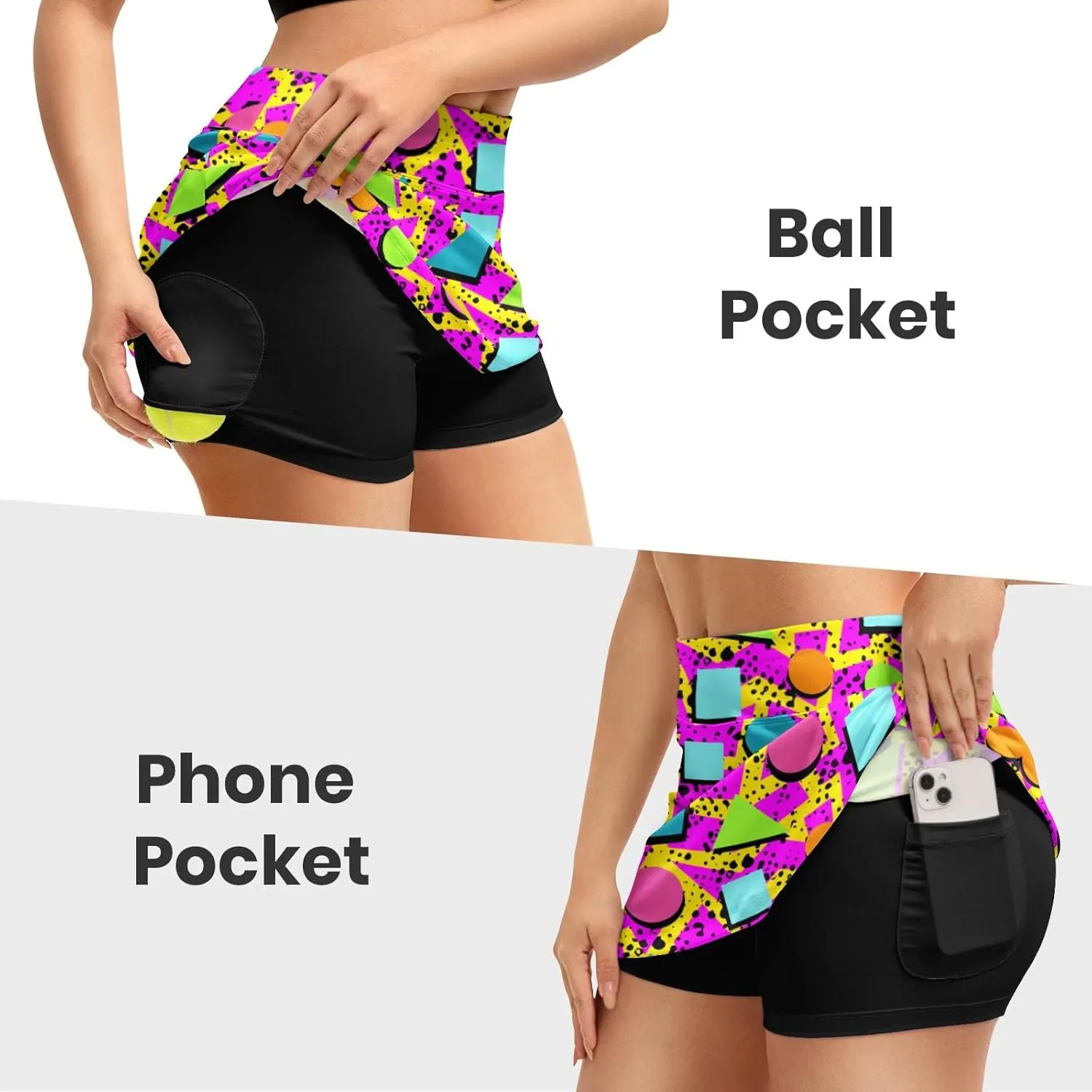 Funny Print Tennis Skirts for Women Pleated Skirts with Pocket Breathable Womens Golf Skorts for Workout Pickleball