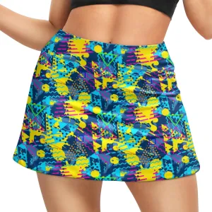 Funny Print Tennis Skirts for Women Pleated Skirts with Pocket Breathable Womens Golf Skorts for Workout Pickleball