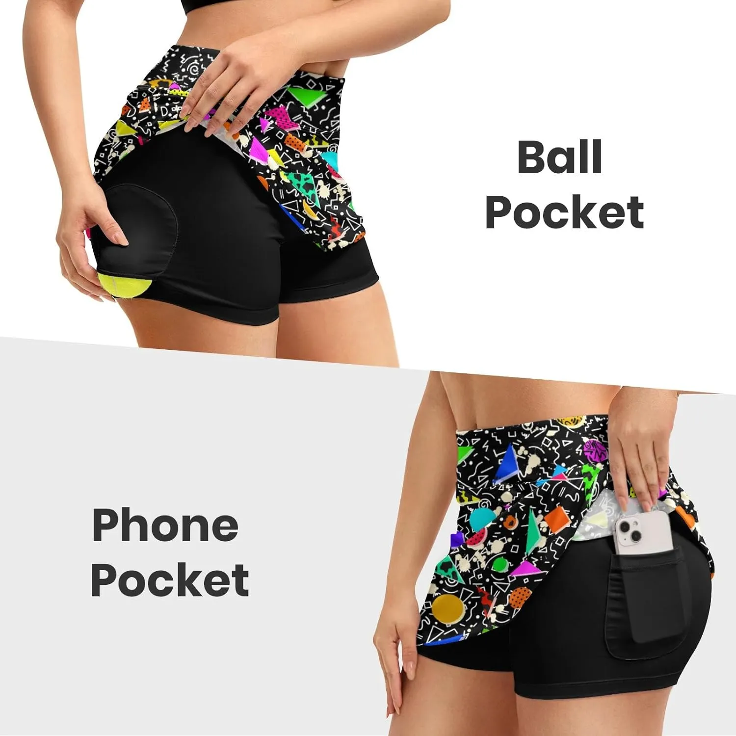 Funny Print Tennis Skirts for Women Pleated Skirts with Pocket Breathable Womens Golf Skorts for Workout Pickleball
