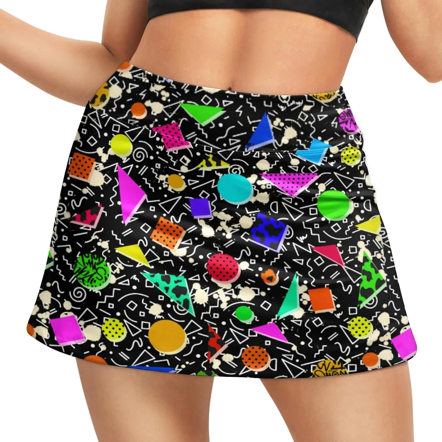 Funny Print Tennis Skirts for Women Pleated Skirts with Pocket Breathable Womens Golf Skorts for Workout Pickleball