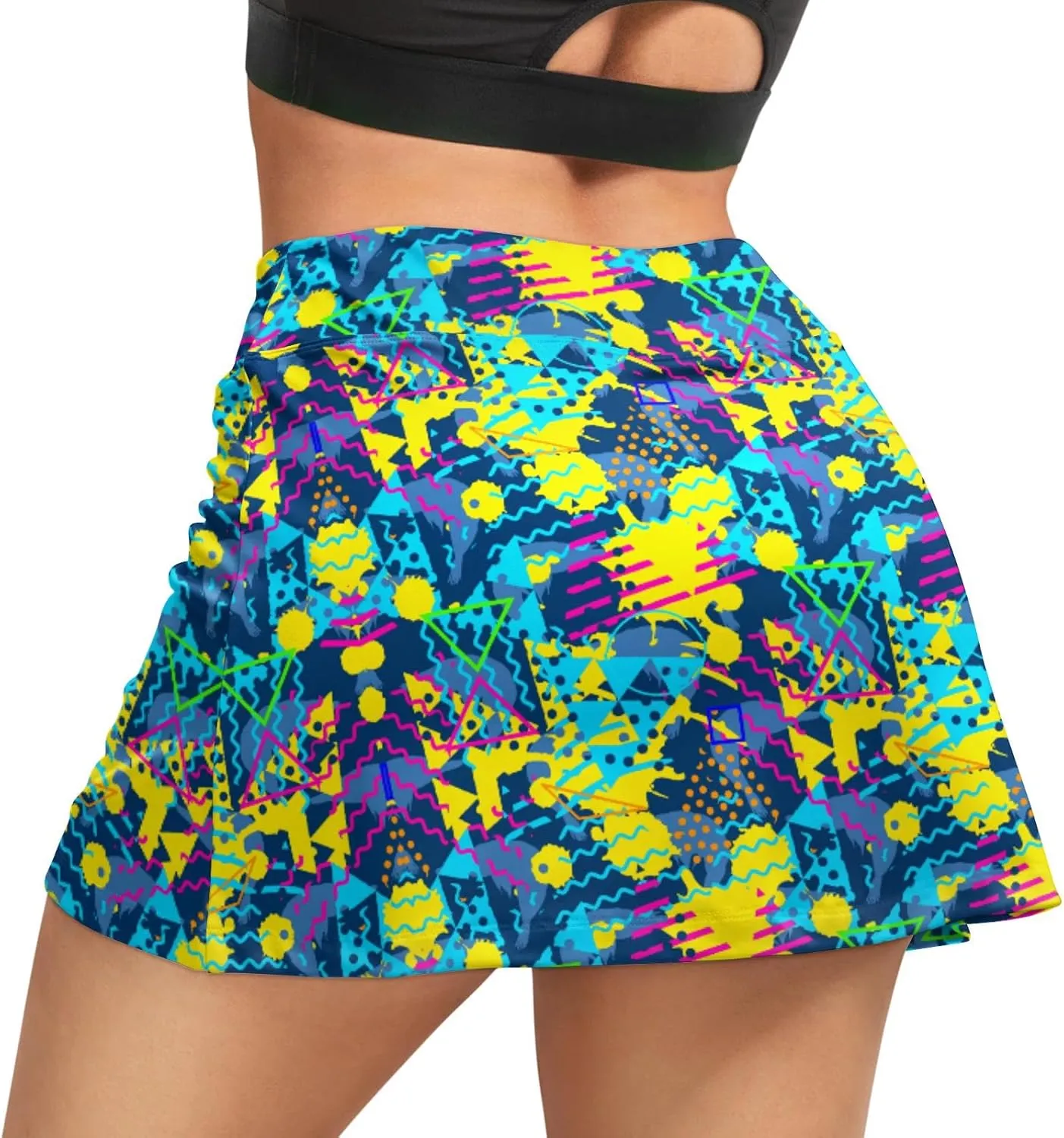 Funny Print Tennis Skirts for Women Pleated Skirts with Pocket Breathable Womens Golf Skorts for Workout Pickleball
