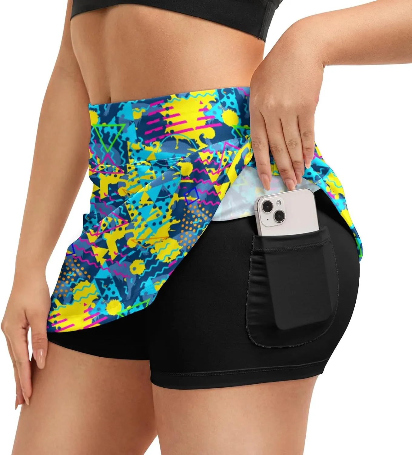 Funny Print Tennis Skirts for Women Pleated Skirts with Pocket Breathable Womens Golf Skorts for Workout Pickleball